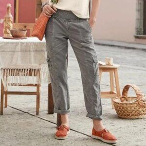 Sundance More Than Cargo Olive Linen Cotton Embroidered Boho Utility Pants
